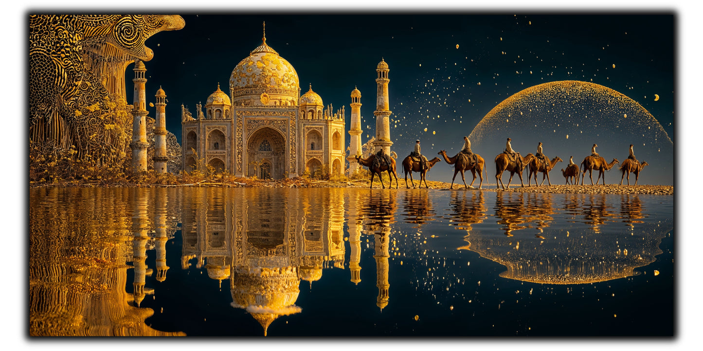 Echoes of Gold - Tablou Sticla - Unicat - no12