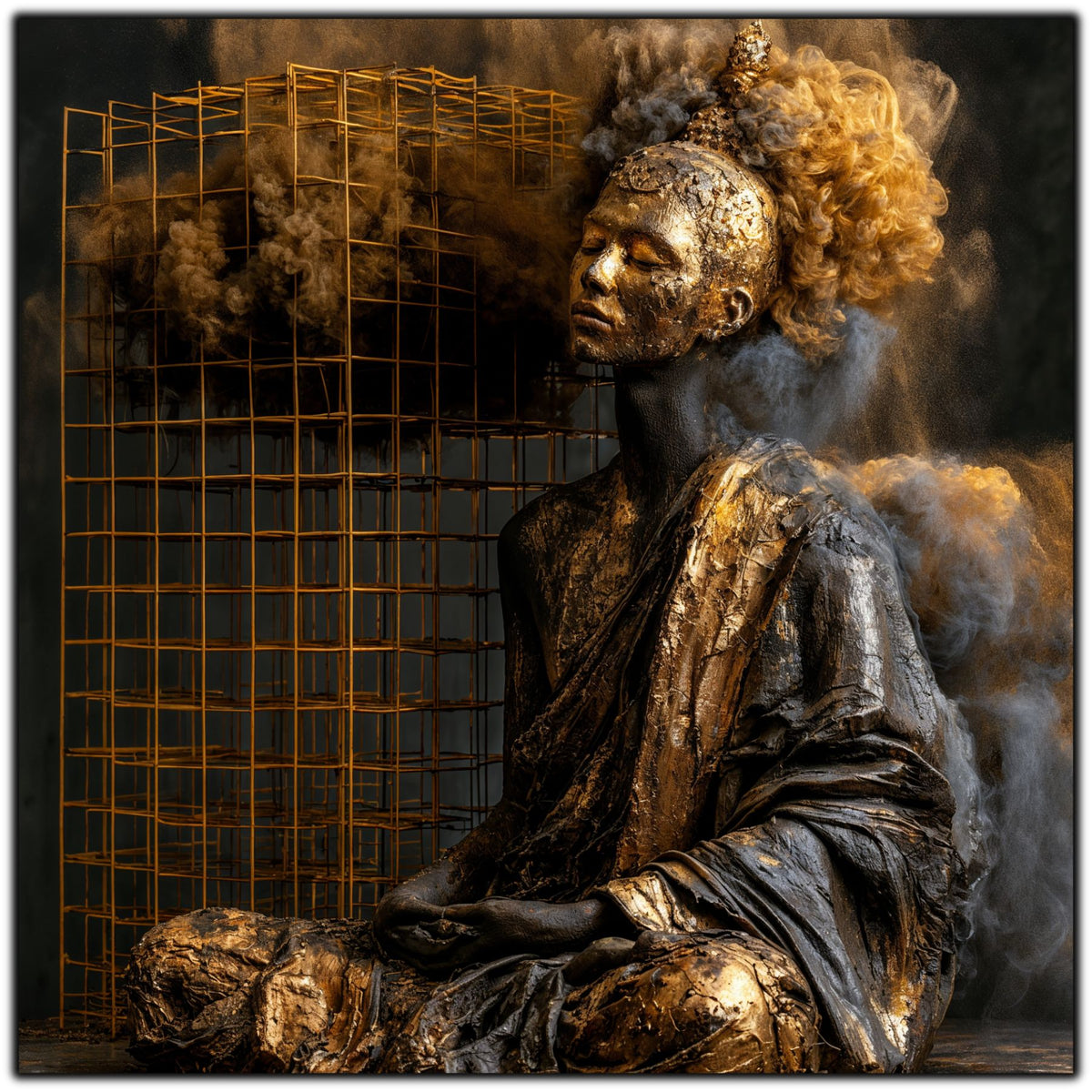 Tablou Abstract Modern – Paza pulberii de bronz