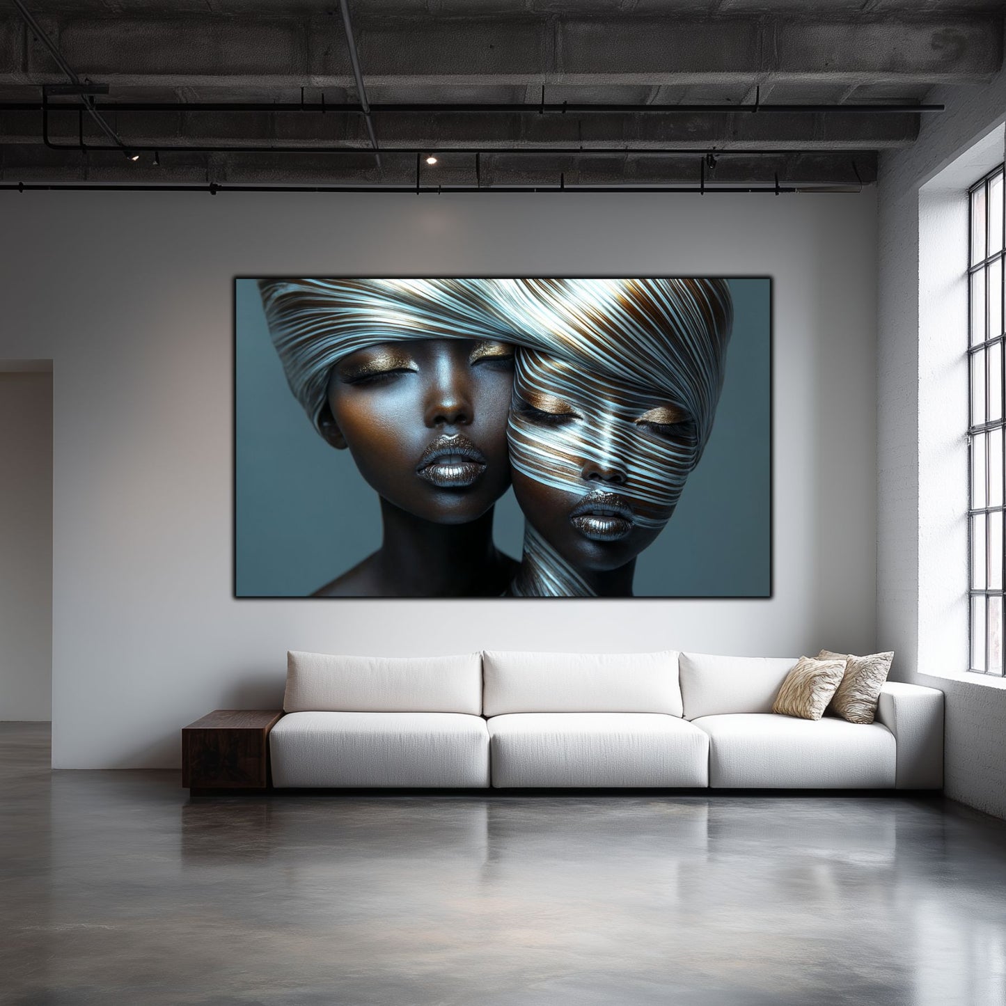 Tablou Modern pt Decorul Livingului - Print UV pe Sticla - „Gemini Souls” - No05