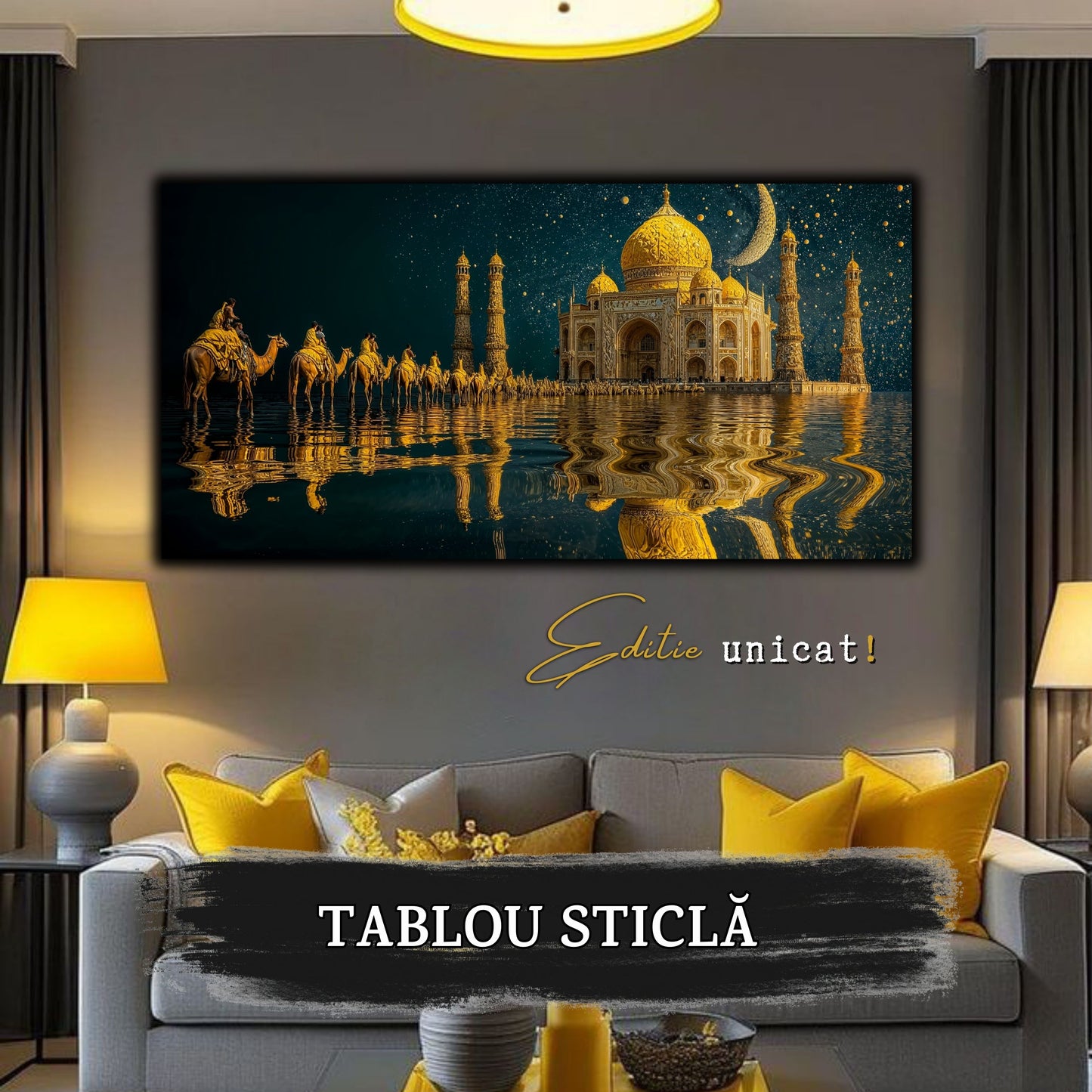 Echoes of Gold - Tablou Sticla - Unicat - no15