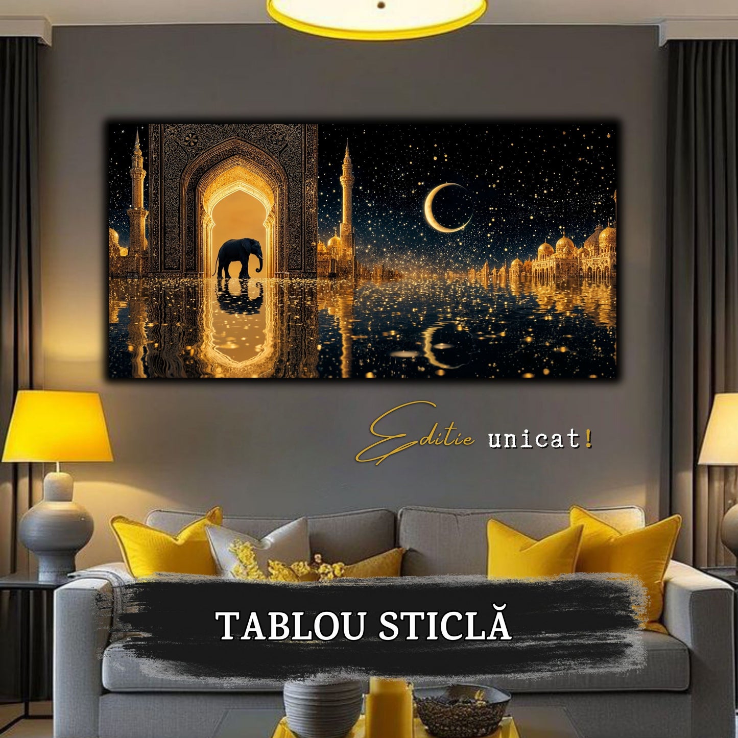 Echoes of Gold - Tablou Sticla - Unicat - no14