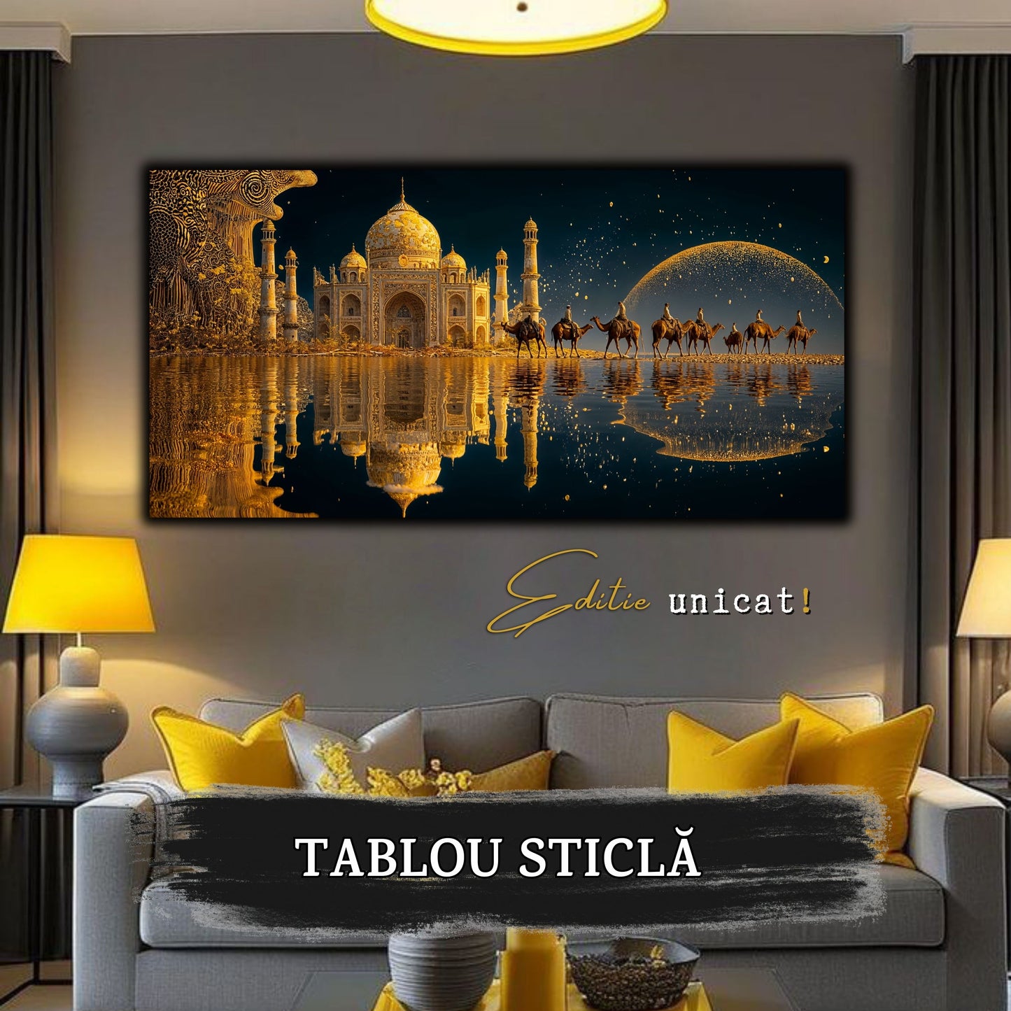Echoes of Gold - Tablou Sticla - Unicat - no12