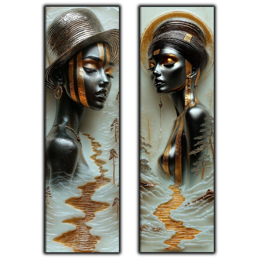 Set 2 Tablouri pt Decorul Modern al Livingului - Print UV pe Sticla - NO16