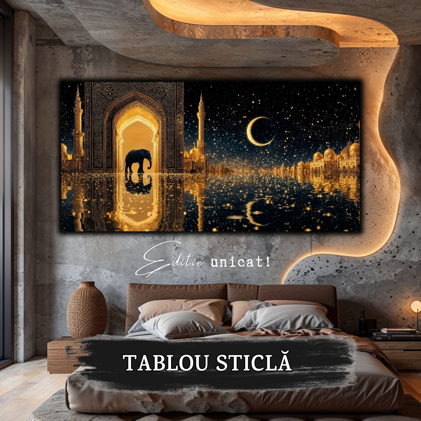 Echoes of Gold - Tablou Sticla - Unicat - no14