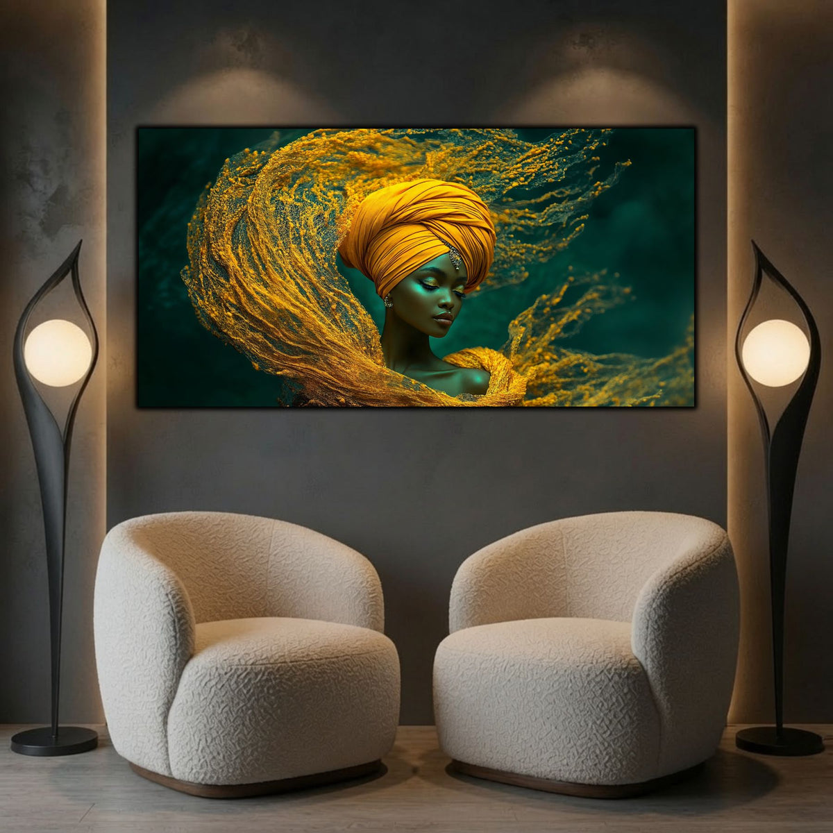 Tablou Portret Meditativ – Tăcerea din vălul de aur