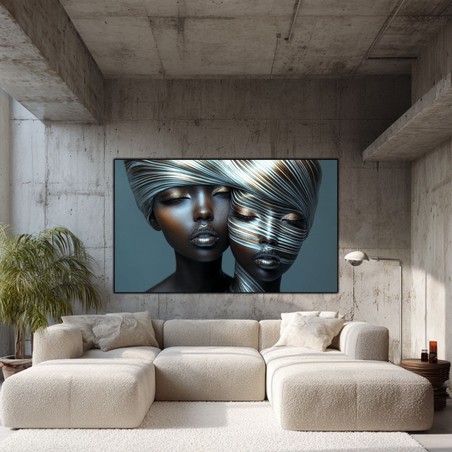 Tablou Modern pt Decorul Livingului - Print UV pe Sticla - „Gemini Souls” - No05