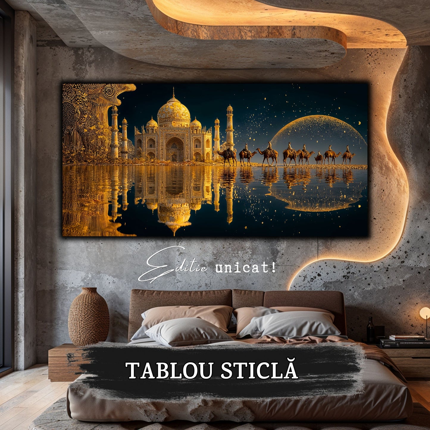 Echoes of Gold - Tablou Sticla - Unicat - no12