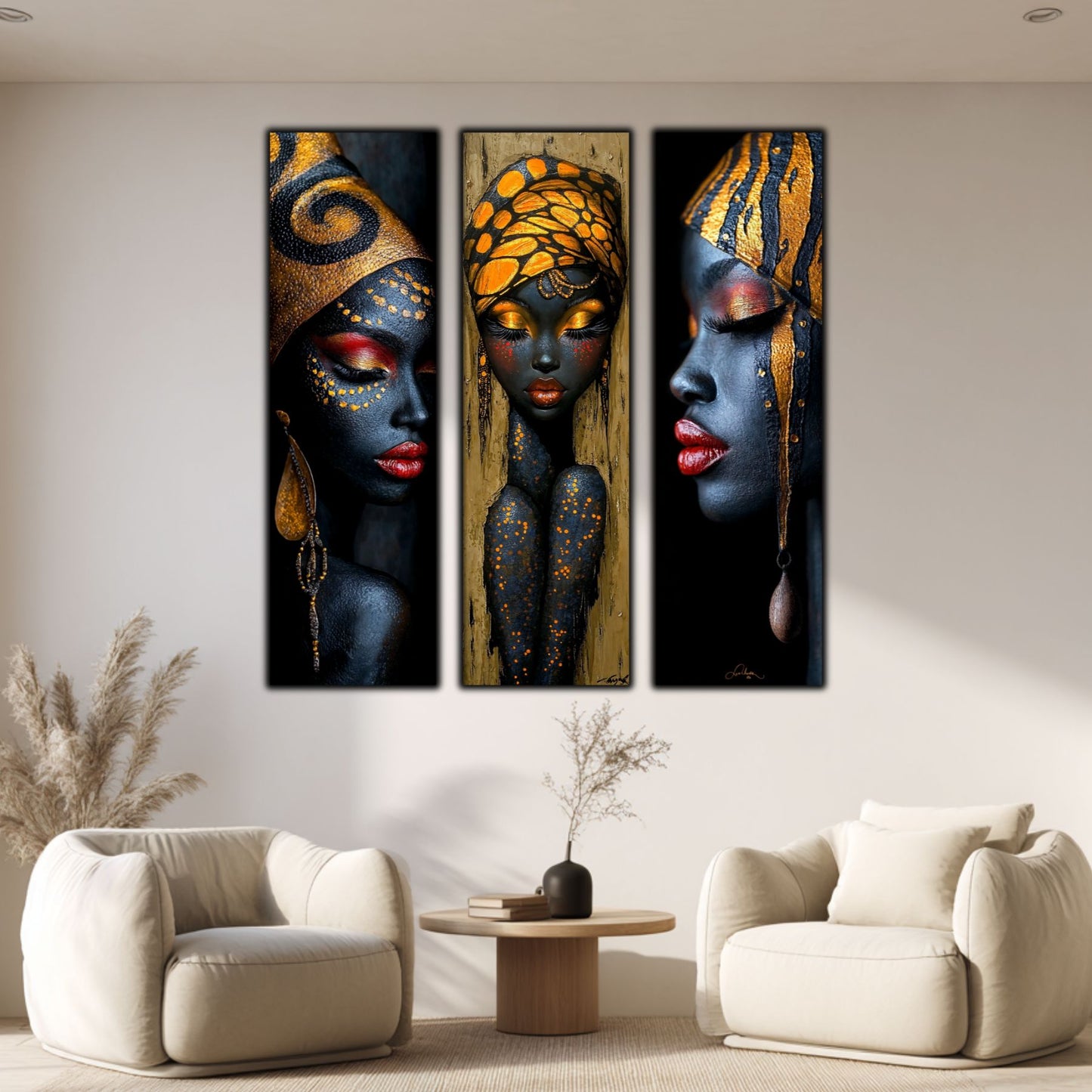 Set Modern de 3 Tablouri pe Sticla Securizata - Decor Elegant pt Living