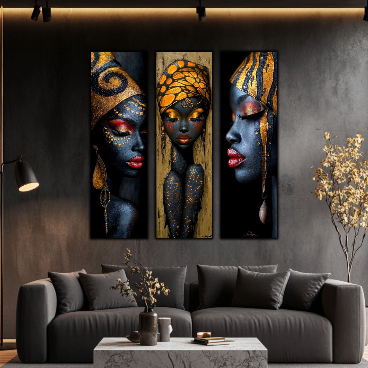 Set Modern de 3 Tablouri pe Sticla Securizata - Decor Elegant pt Living