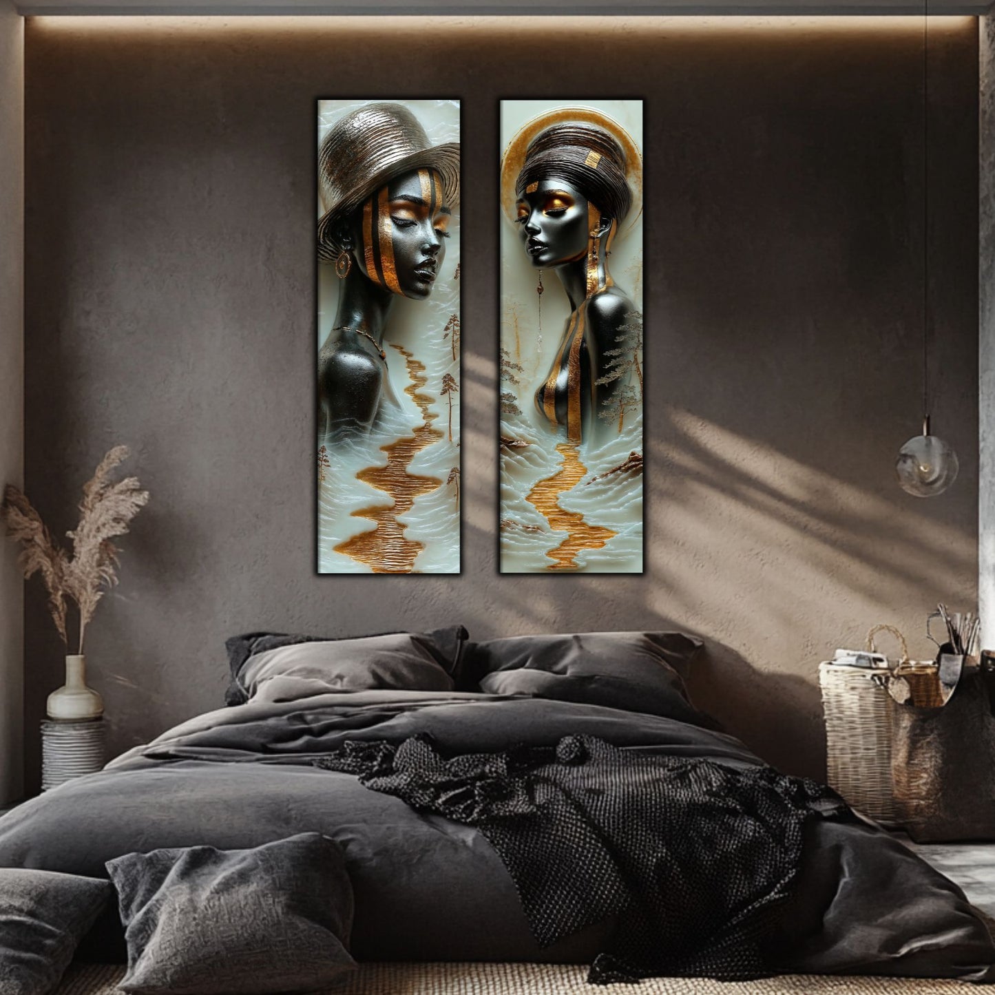 Set 2 Tablouri pt Decorul Modern al Livingului - Print UV pe Sticla - NO16