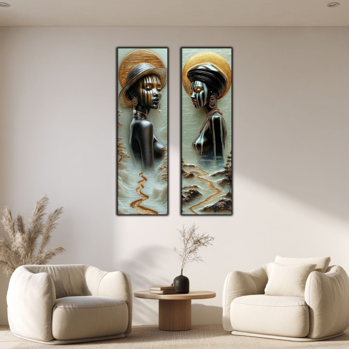 Set 2 Tablouri pt Decorul Modern al Livingului - Print UV pe Sticla - NO14