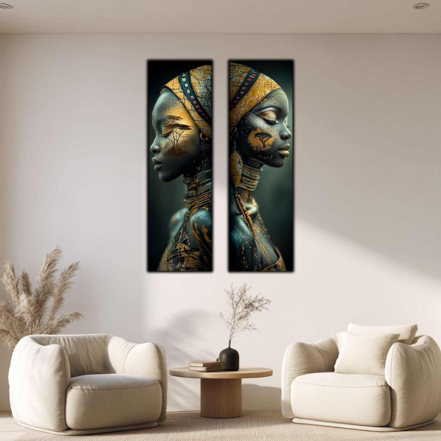Set 2 Tablouri pt Decorul Modern al Livingului - Print UV pe Sticla - NO12