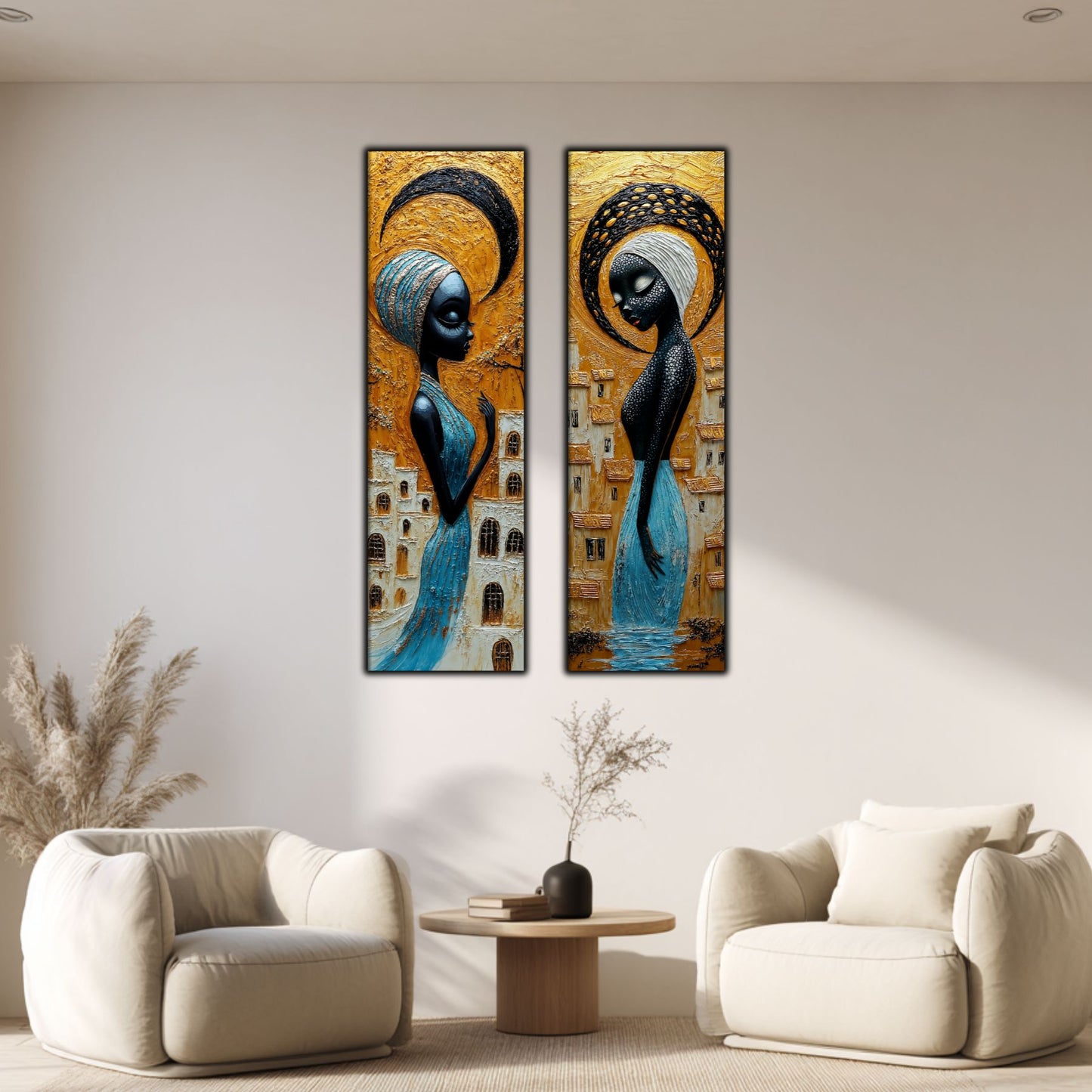 Set 2 Tablouri pt Decorul Modern al Livingului - Print UV pe Sticla - NO23