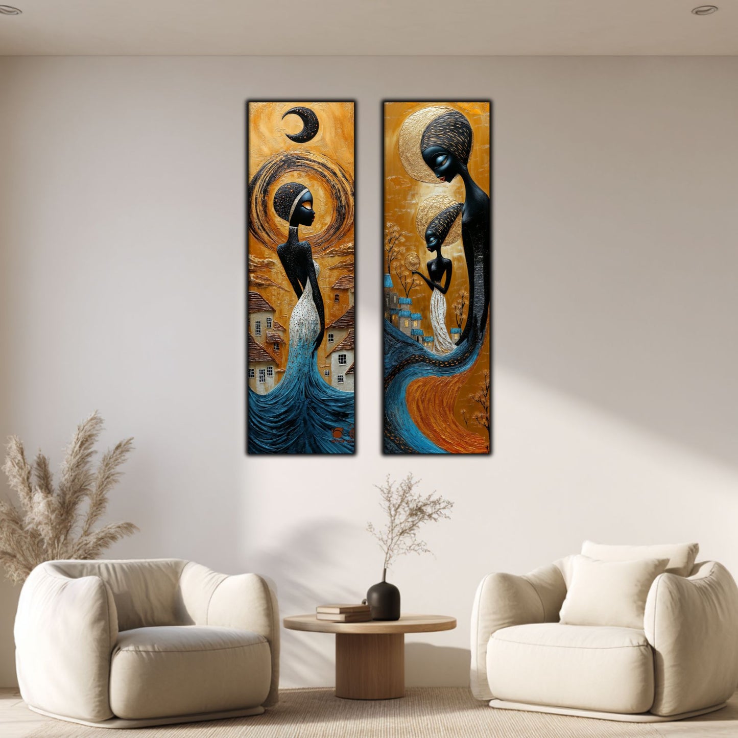 Set 2 Tablouri pt Decorul Modern al Livingului - Print UV pe Sticla - NO15