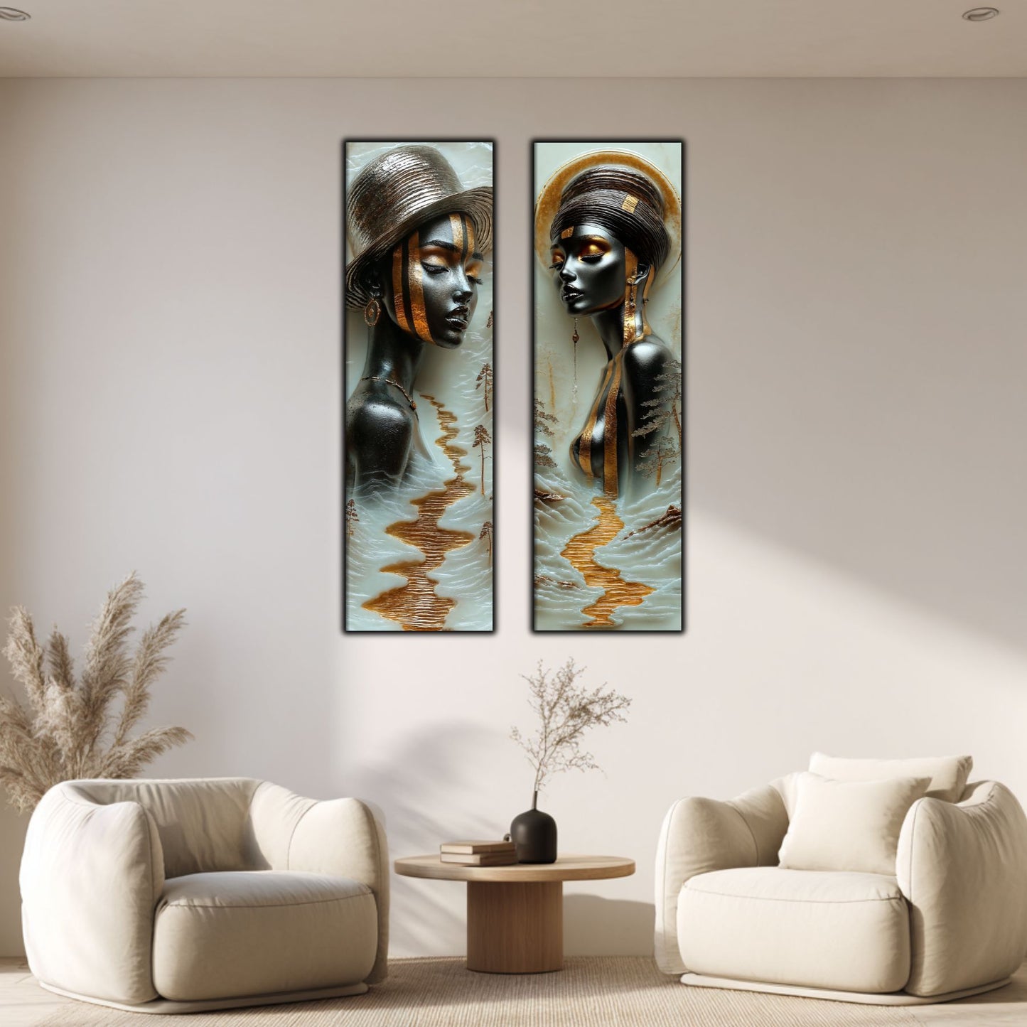 Set 2 Tablouri pt Decorul Modern al Livingului - Print UV pe Sticla - NO16