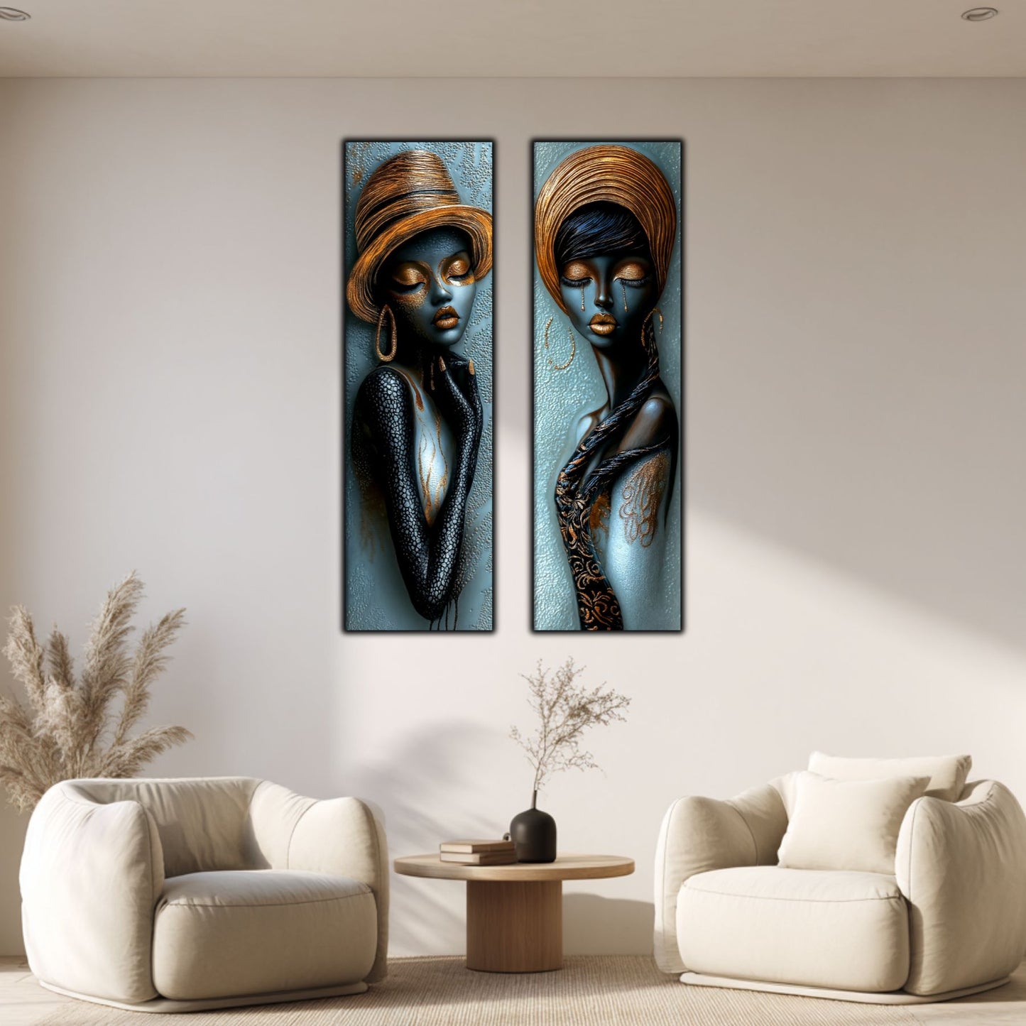 Set 2 Tablouri pt Decorul Modern al Livingului - Print UV pe Sticla - NO21
