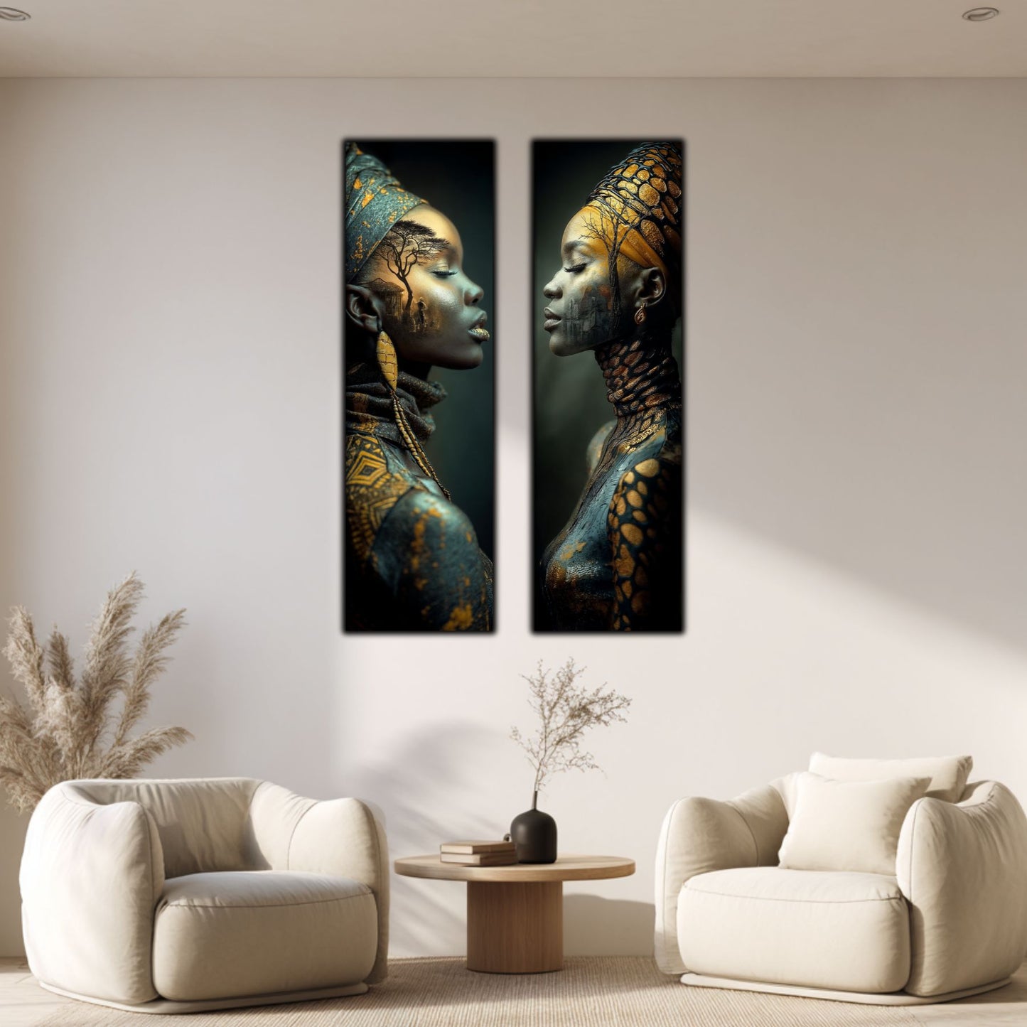 Set 2 Tablouri pt Decorul Modern al Livingului - Print UV pe Sticla - NO11