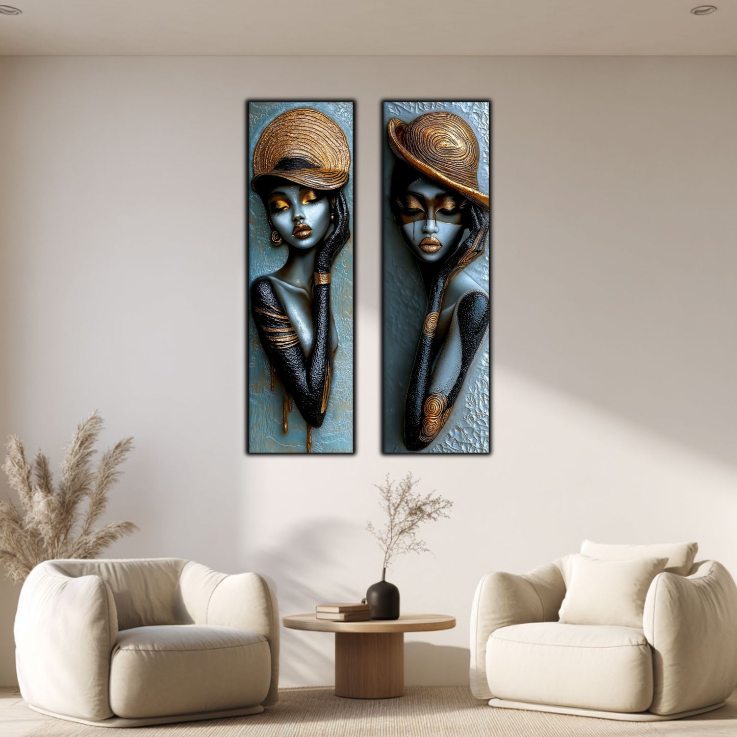 Set 2 Tablouri pt Decorul Modern al Livingului - Print UV pe Sticla - NO22