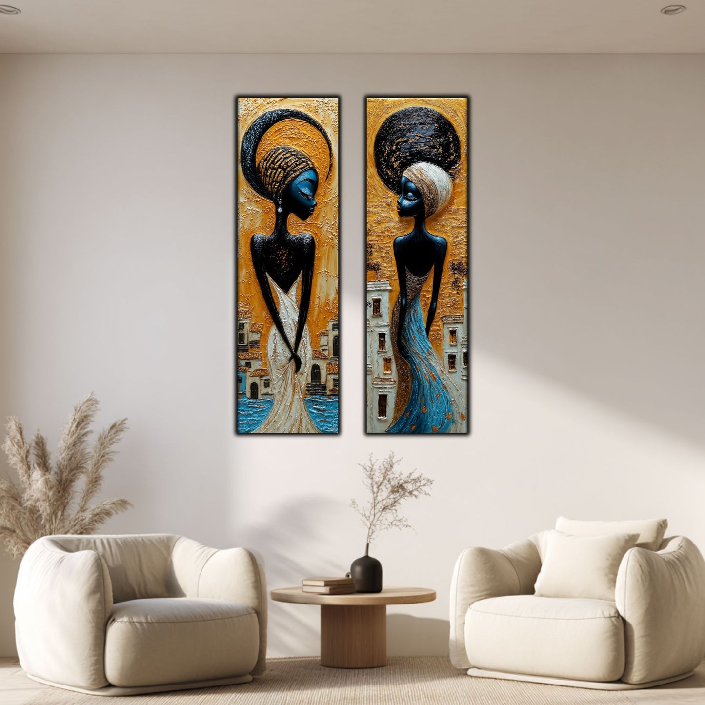 Set 2 Tablouri pt Decorul Modern al Livingului - Print UV pe Sticla - NO19