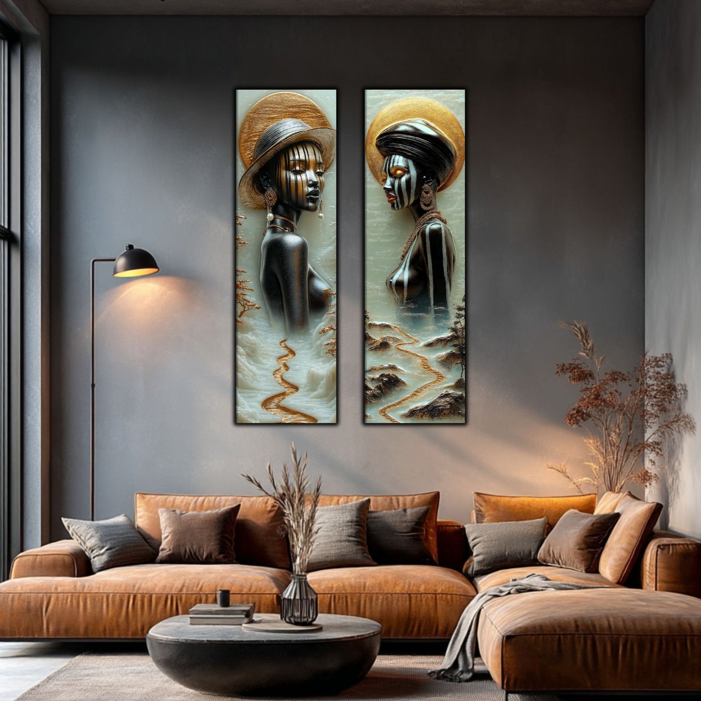 Set 2 Tablouri pt Decorul Modern al Livingului - Print UV pe Sticla - NO14