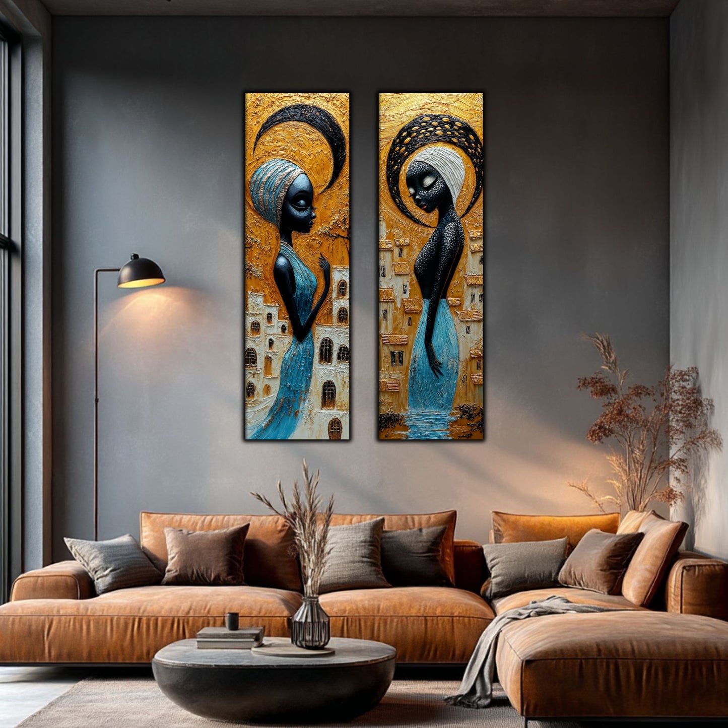 Set 2 Tablouri pt Decorul Modern al Livingului - Print UV pe Sticla - NO23