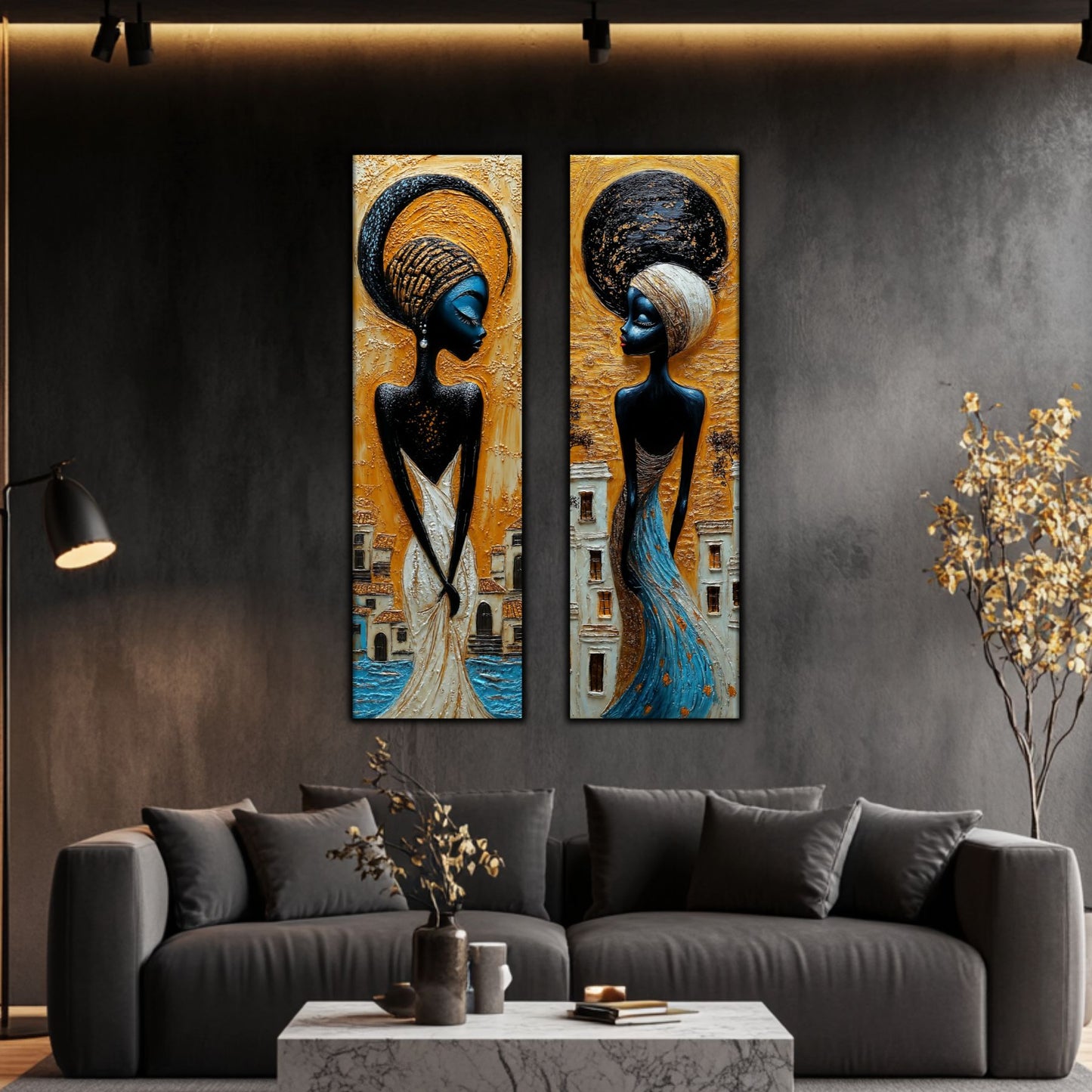 Set 2 Tablouri pt Decorul Modern al Livingului - Print UV pe Sticla - NO19