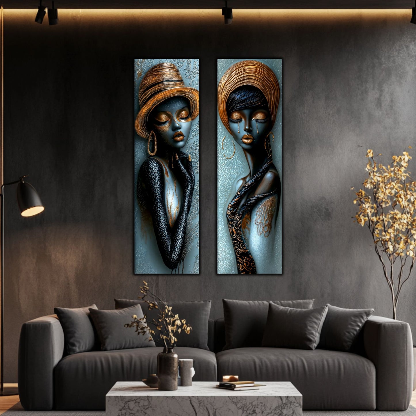 Set 2 Tablouri pt Decorul Modern al Livingului - Print UV pe Sticla - NO21