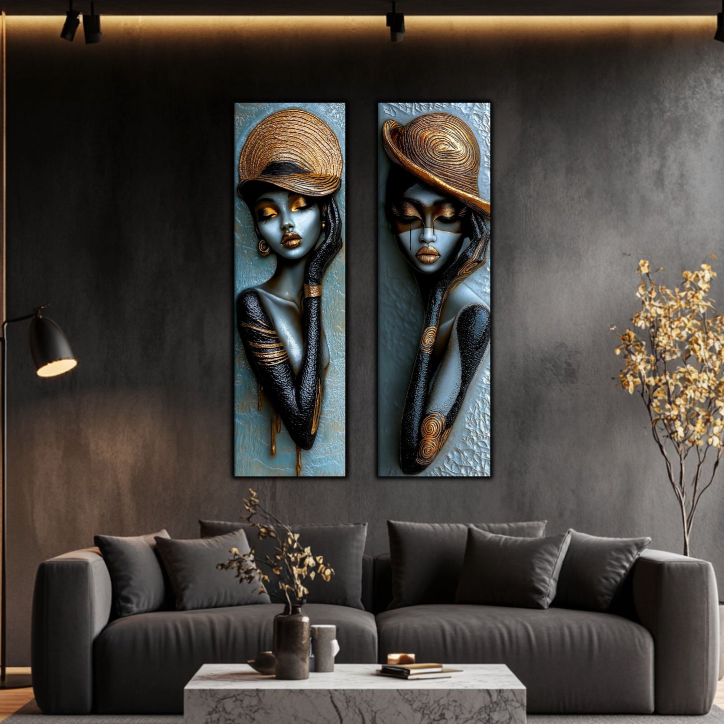 Set 2 Tablouri pt Decorul Modern al Livingului - Print UV pe Sticla - NO22