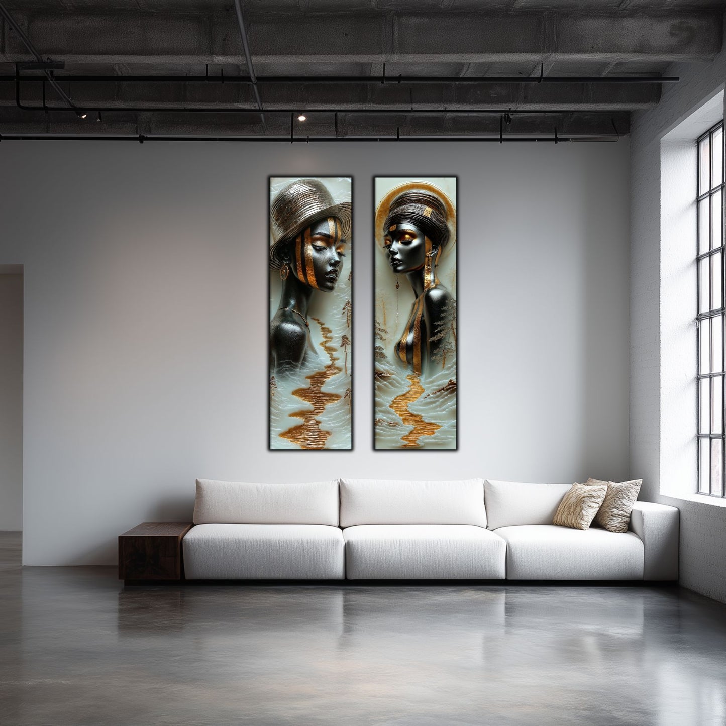 Set 2 Tablouri pt Decorul Modern al Livingului - Print UV pe Sticla - NO16