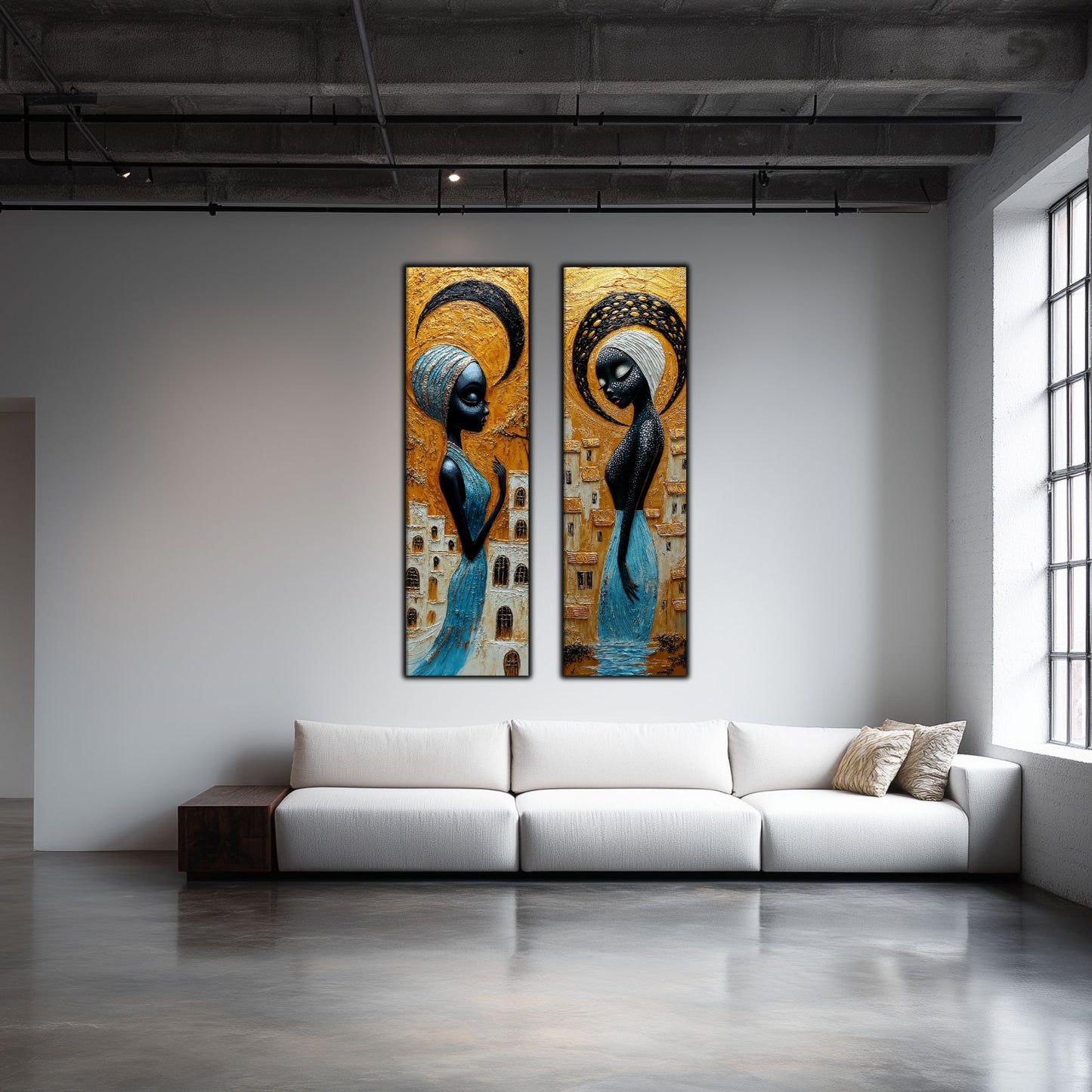 Set 2 Tablouri pt Decorul Modern al Livingului - Print UV pe Sticla - NO23