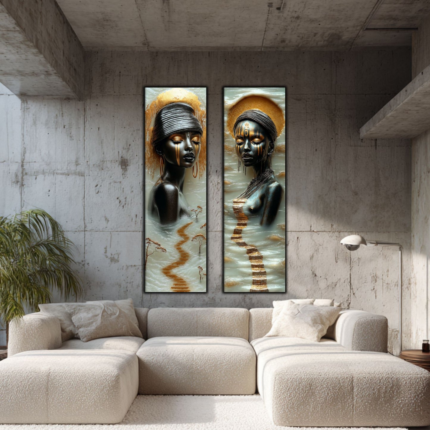 Set 2 Tablouri pt Decorul Modern al Livingului - Print UV pe Sticla - NO18