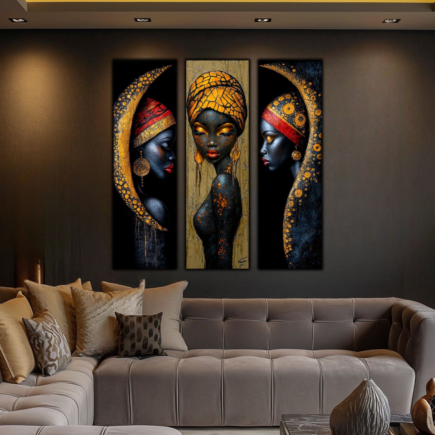 Set Modern de 3 Tablouri pe Sticla Securizata - Decor Elegant pt Living