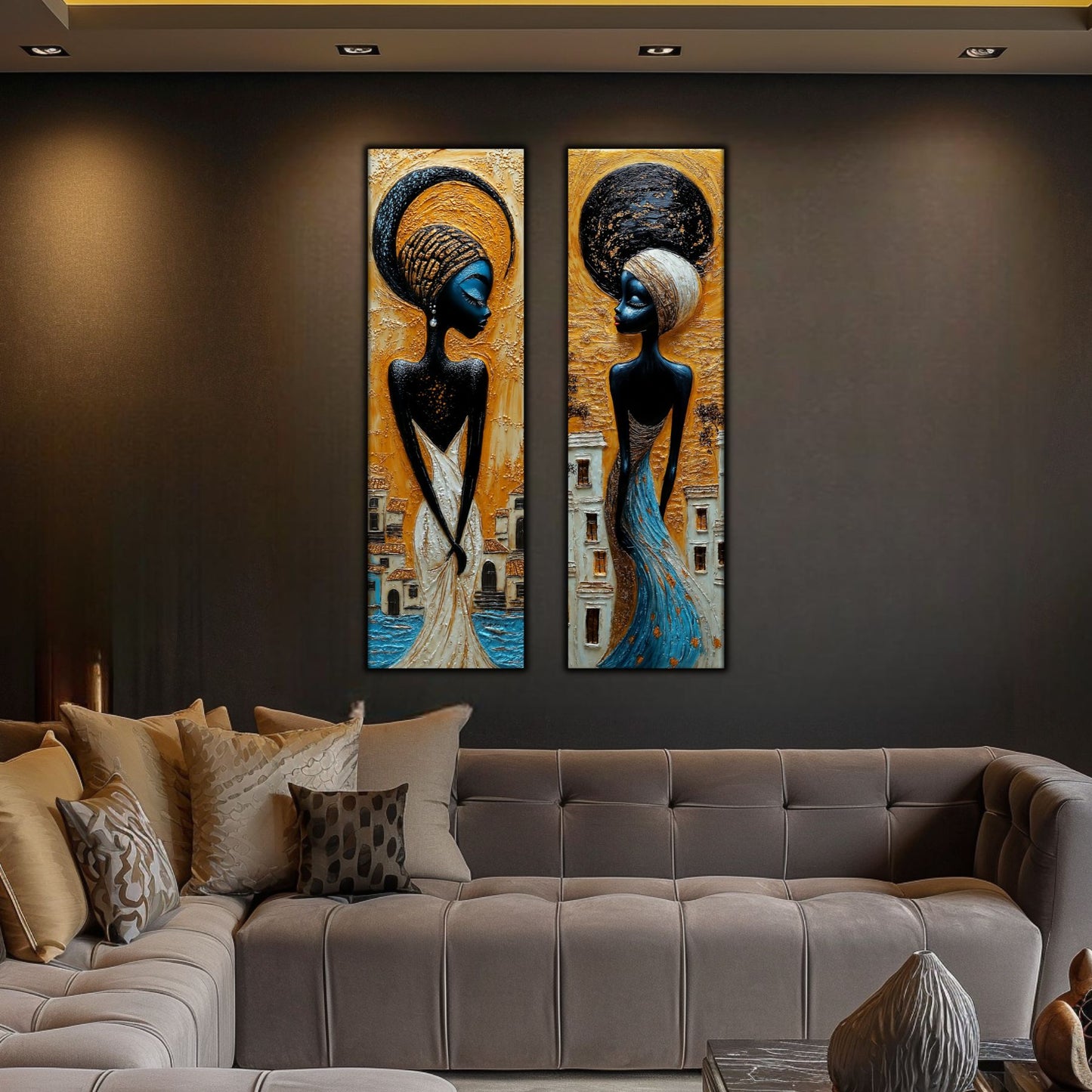 Set 2 Tablouri pt Decorul Modern al Livingului - Print UV pe Sticla - NO19