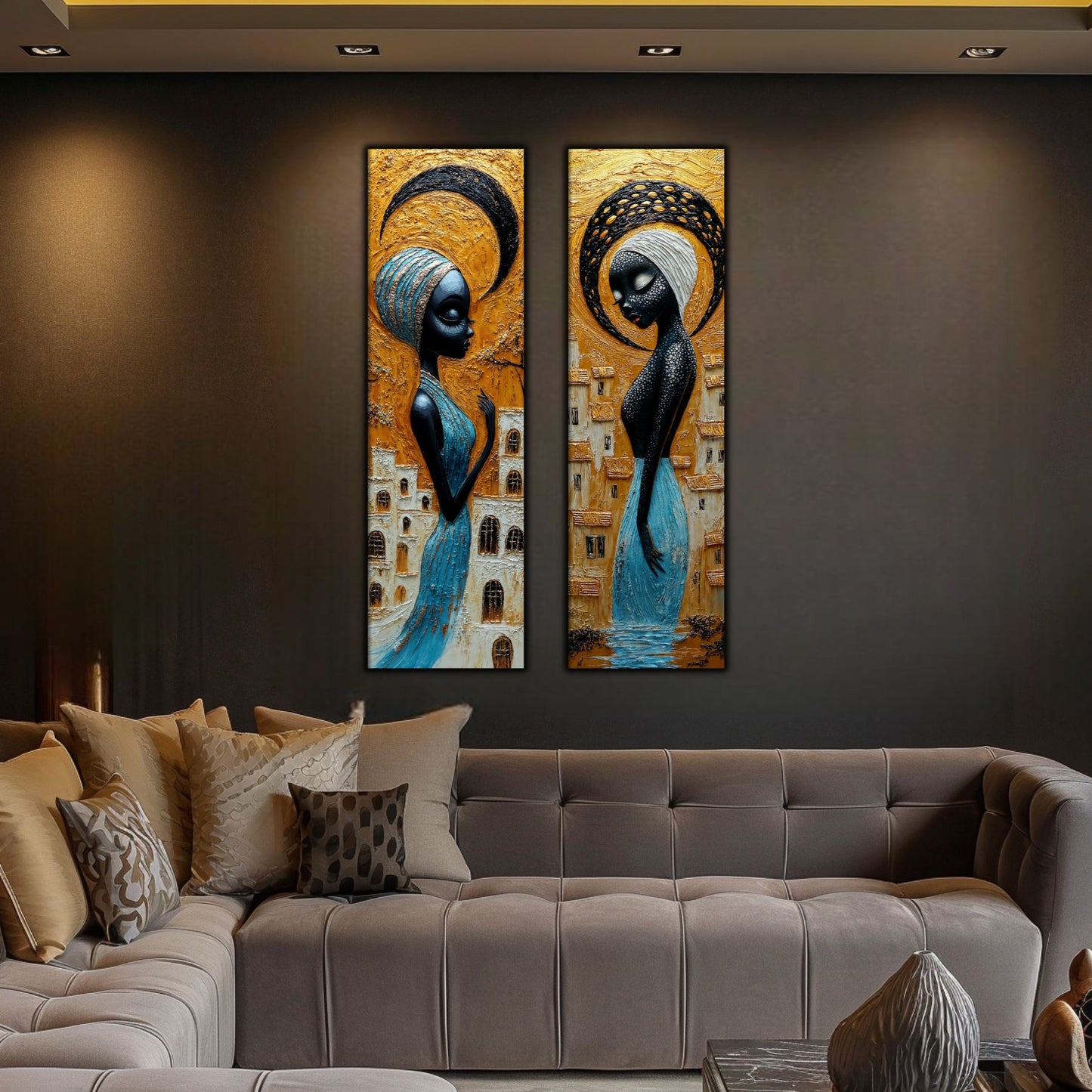 Set 2 Tablouri pt Decorul Modern al Livingului - Print UV pe Sticla - NO23