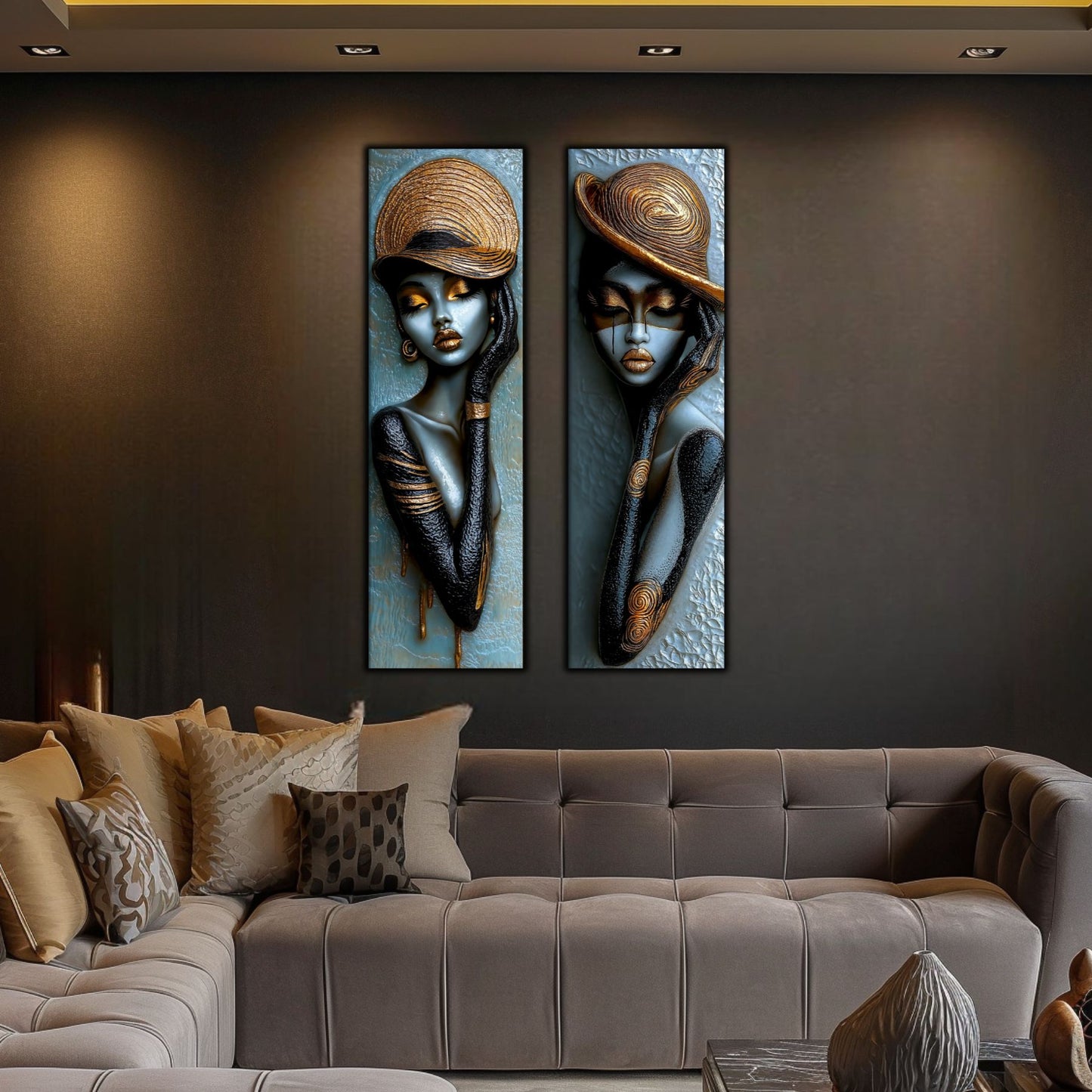 Set 2 Tablouri pt Decorul Modern al Livingului - Print UV pe Sticla - NO22