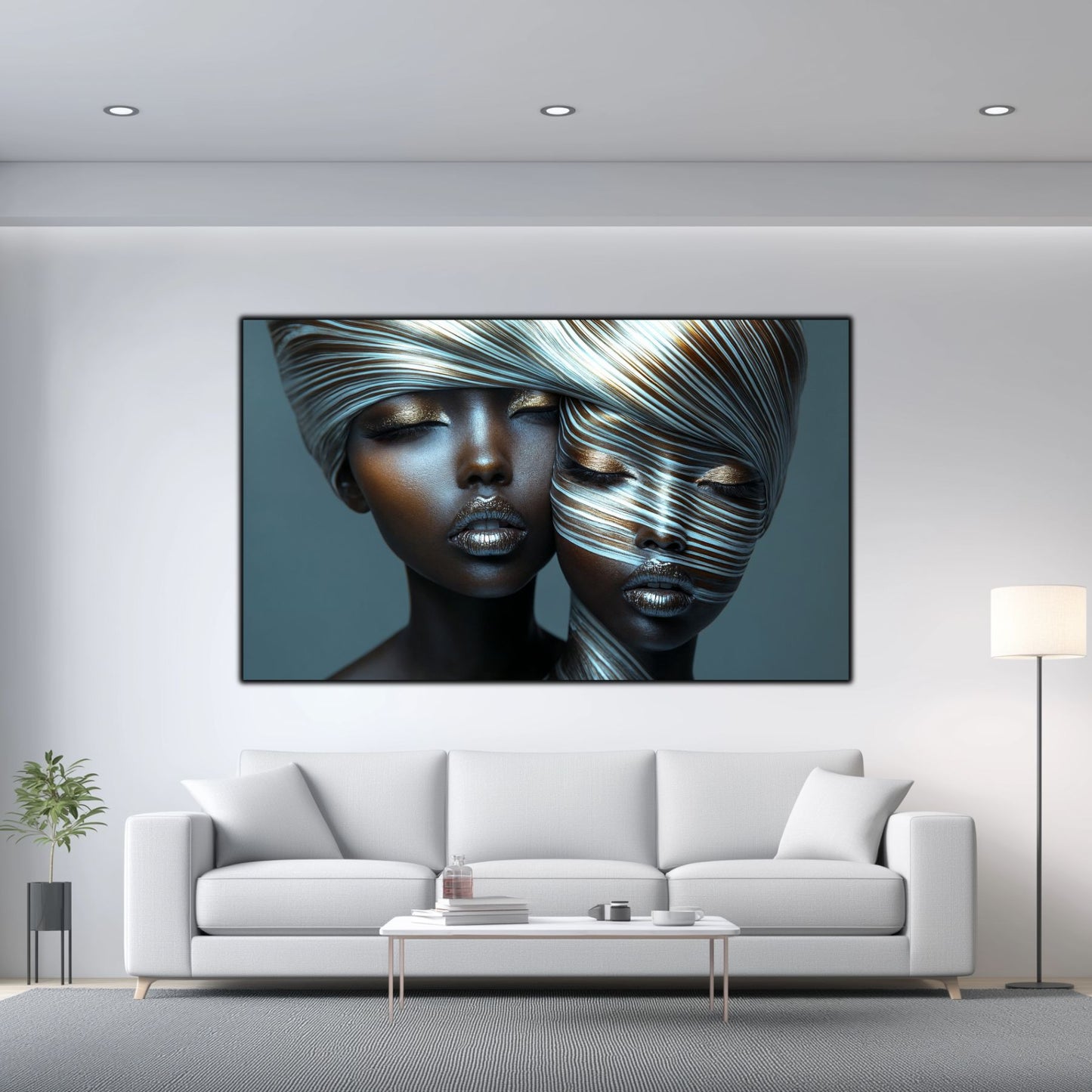 Tablou Modern pt Decorul Livingului - Print UV pe Sticla - „Gemini Souls” - No05