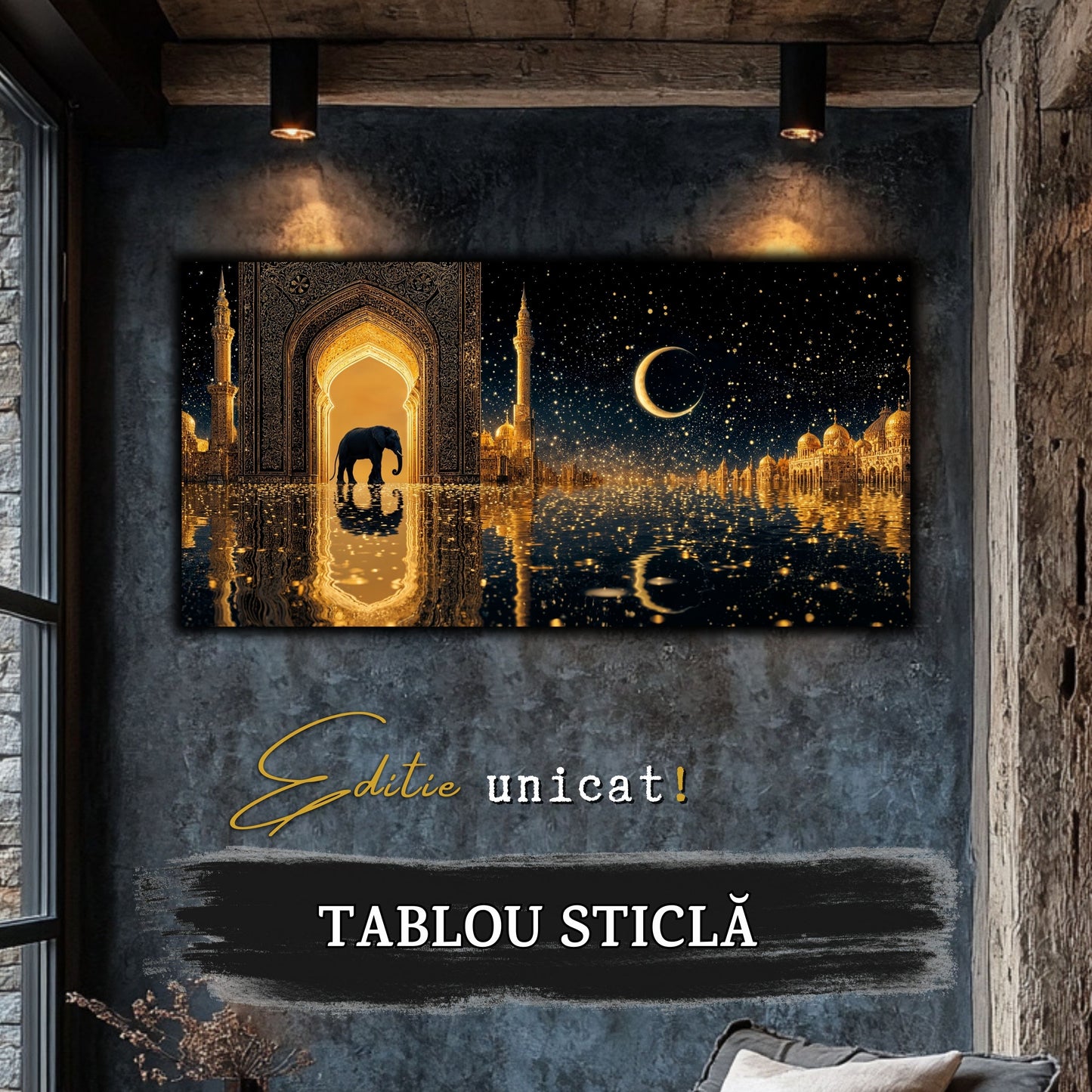 Echoes of Gold - Tablou Sticla - Unicat - no14