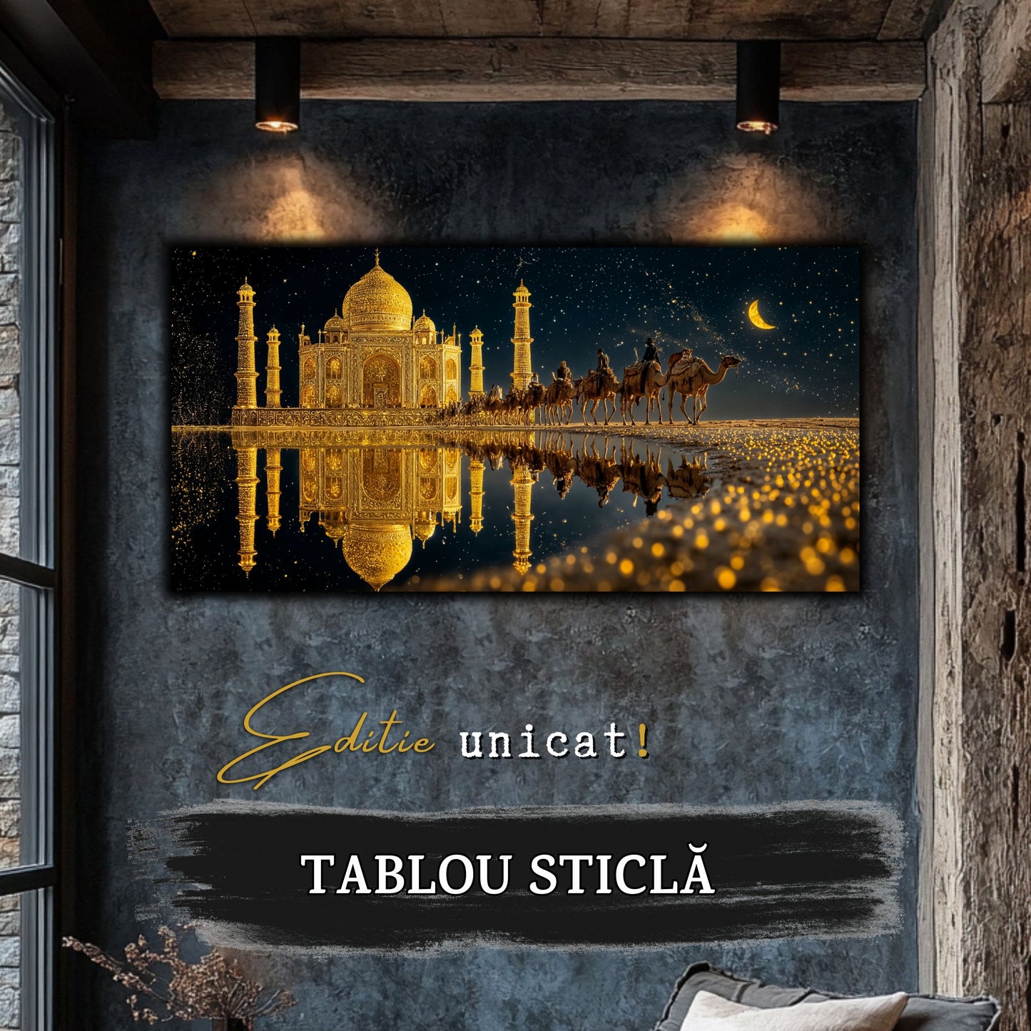 Echoes of Gold - Tablou Sticla - Unicat - no11