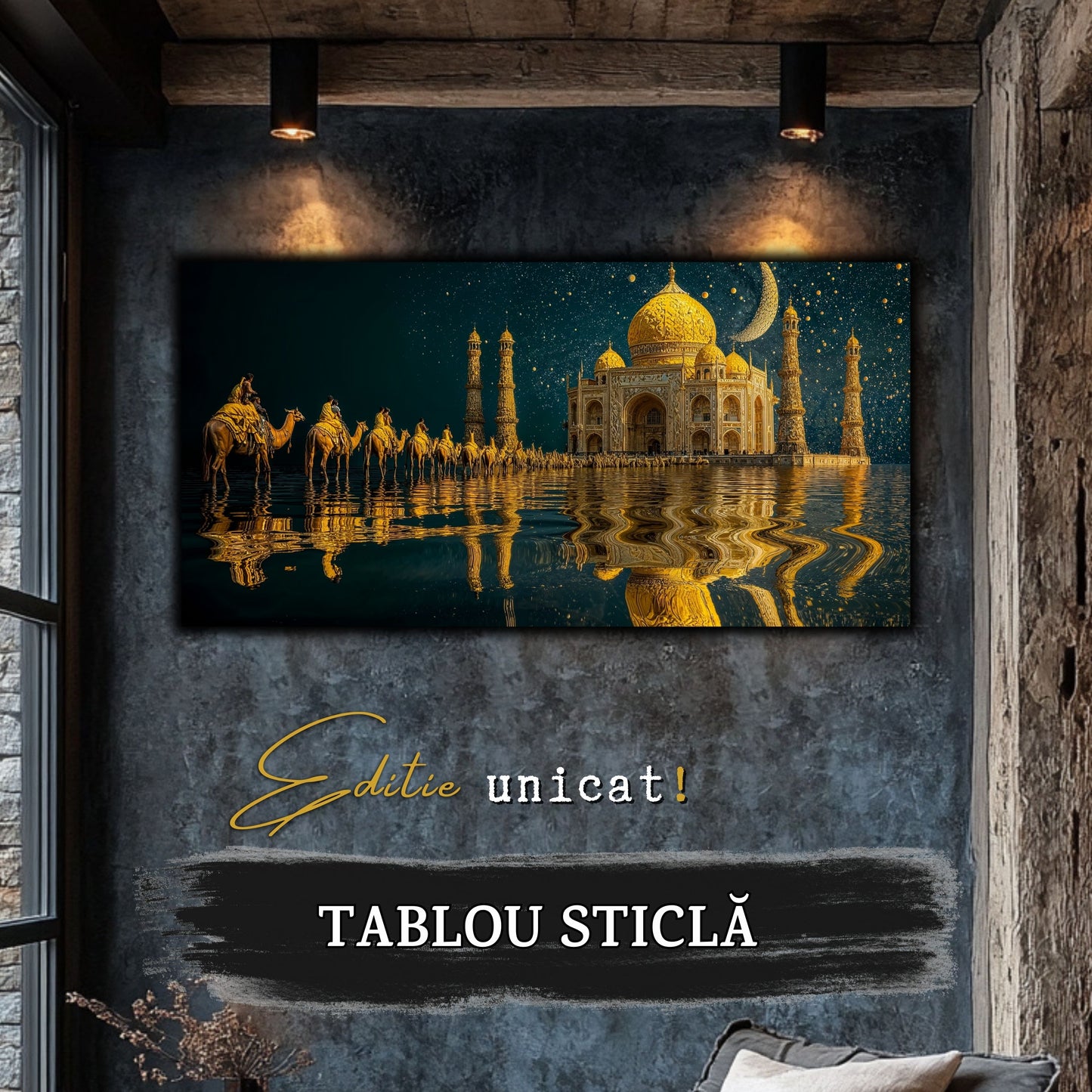 Echoes of Gold - Tablou Sticla - Unicat - no15