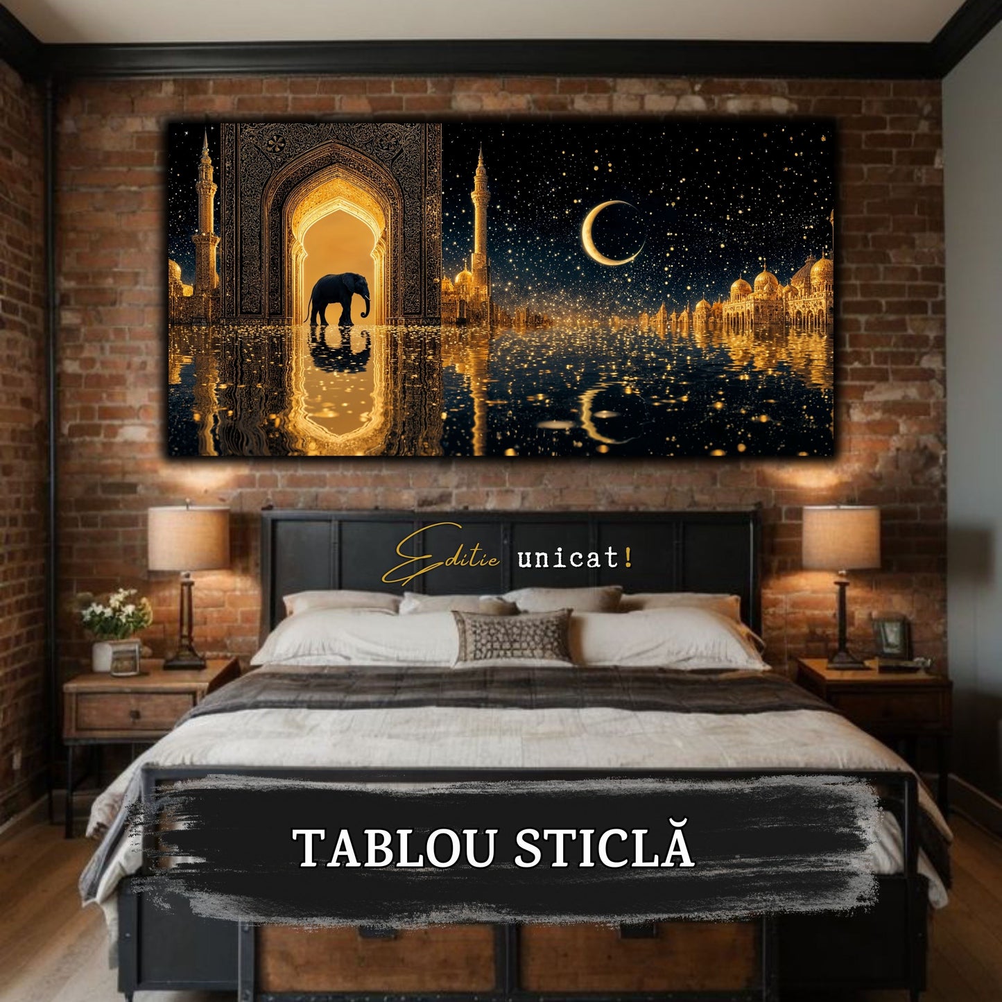 Echoes of Gold - Tablou Sticla - Unicat - no14
