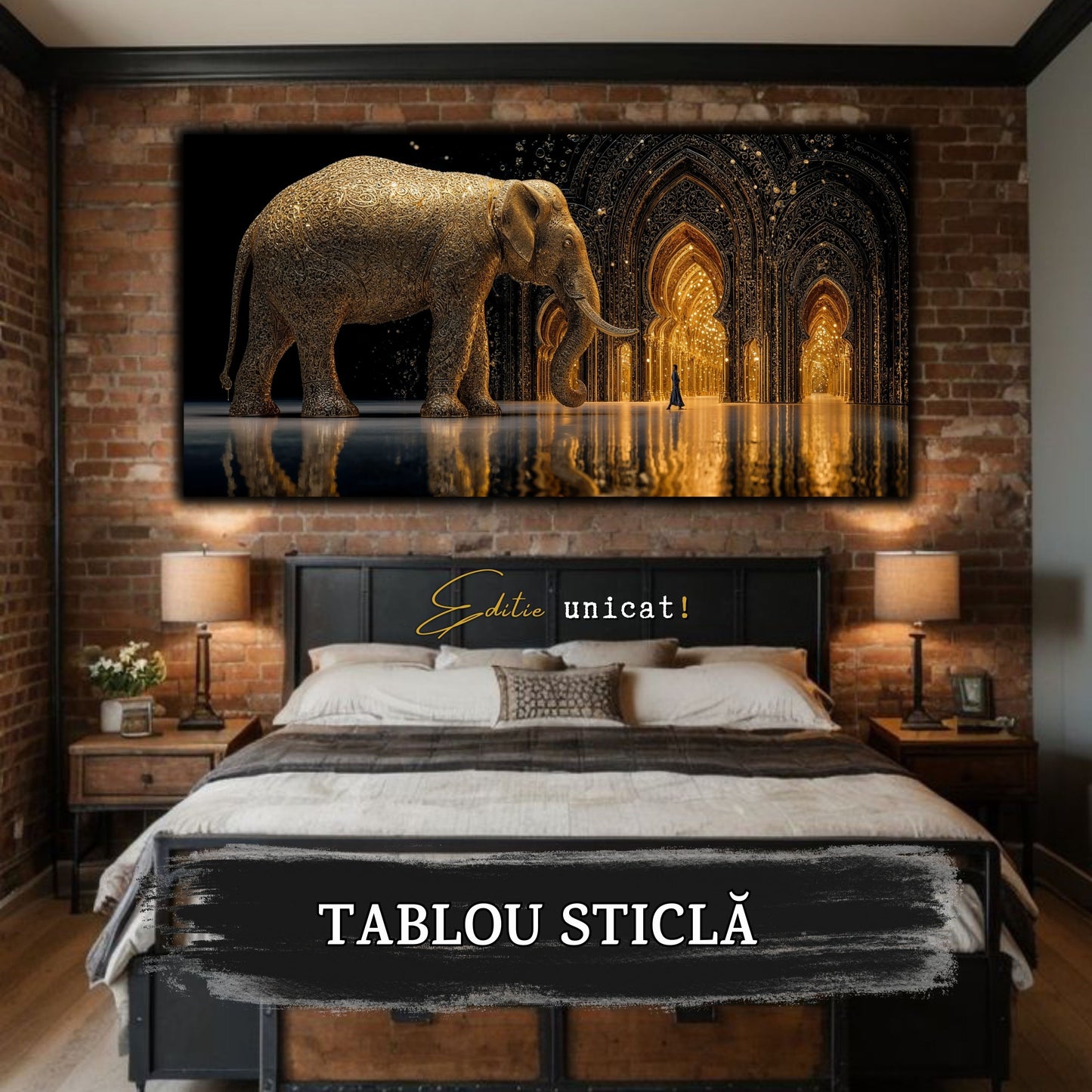 Echoes of Gold - Tablou Sticla - Unicat - no10
