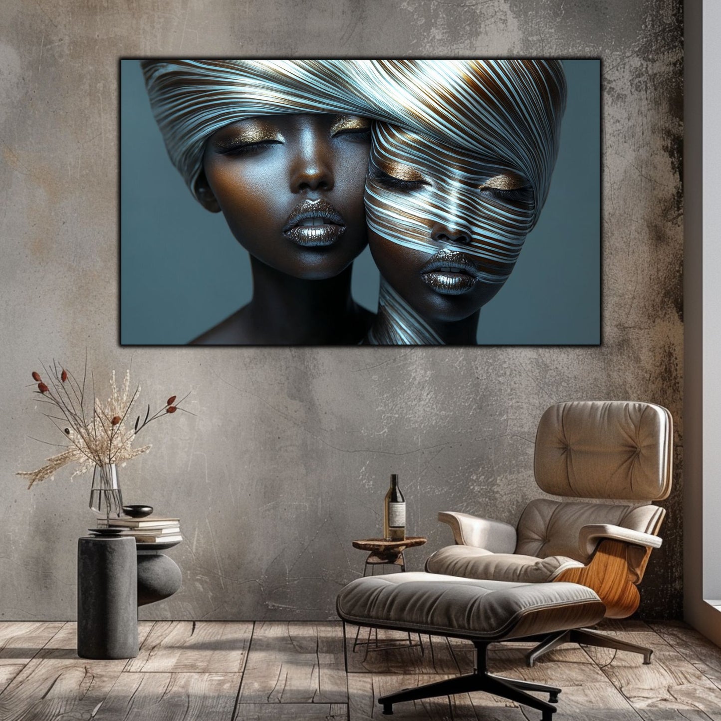 Tablou Modern pt Decorul Livingului - Print UV pe Sticla - „Gemini Souls” - No05