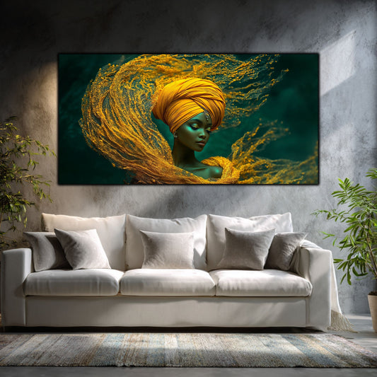Tablou Portret Meditativ – Tăcerea din vălul de aur