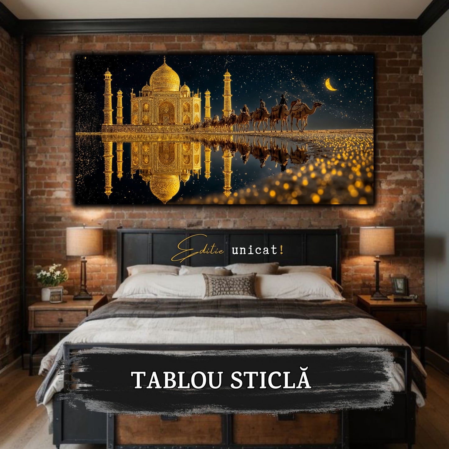 Echoes of Gold - Tablou Sticla - Unicat - no11