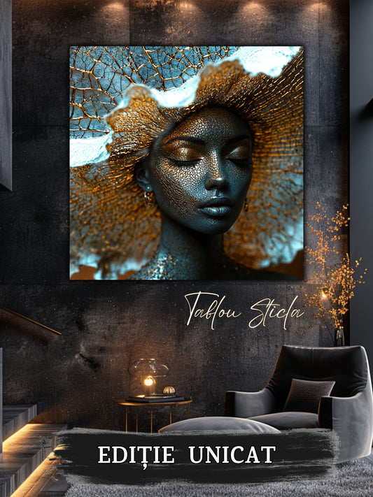 Tablou living Veiled Origin într-o sufragerie modernă