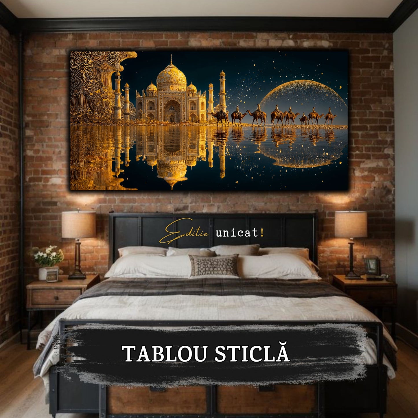 Echoes of Gold - Tablou Sticla - Unicat - no12