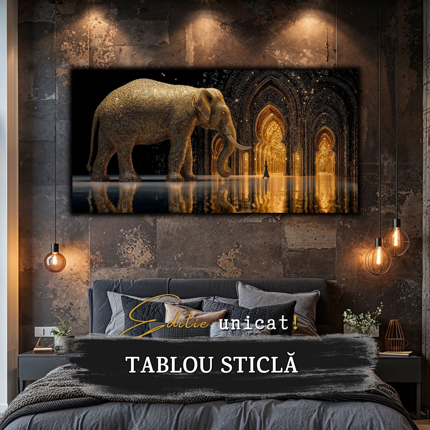 Echoes of Gold - Tablou Sticla - Unicat - no10
