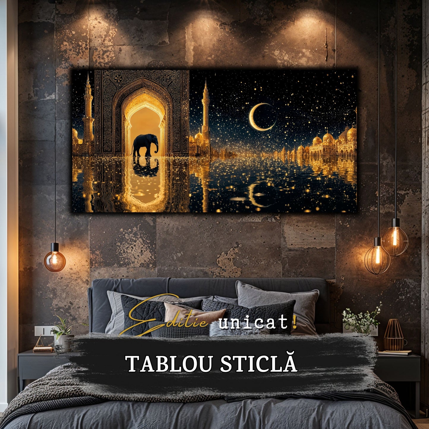 Echoes of Gold - Tablou Sticla - Unicat - no14