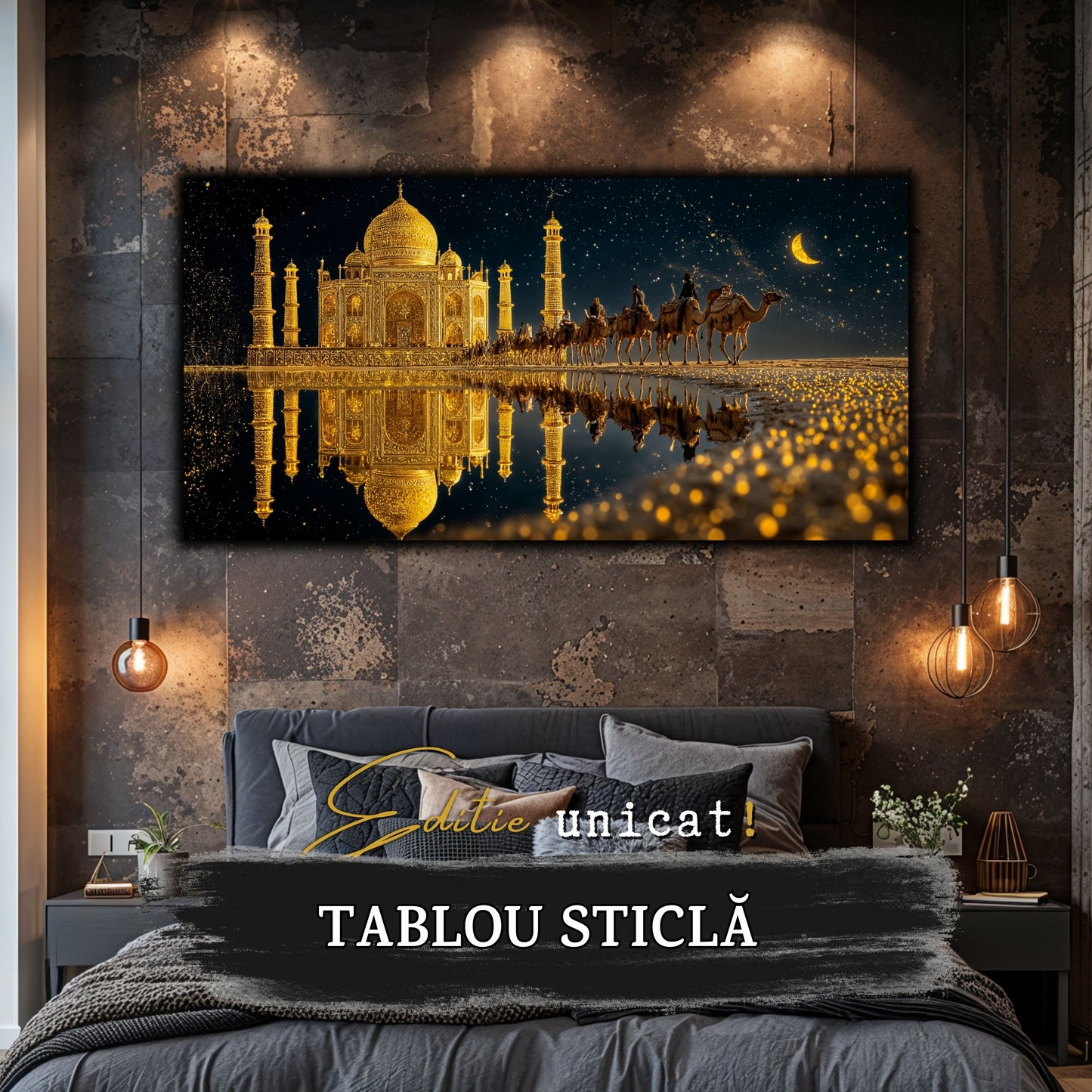 Echoes of Gold - Tablou Sticla - Unicat - no11