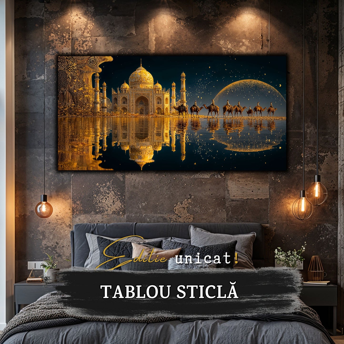 Echoes of Gold - Tablou Sticla - Unicat - no12